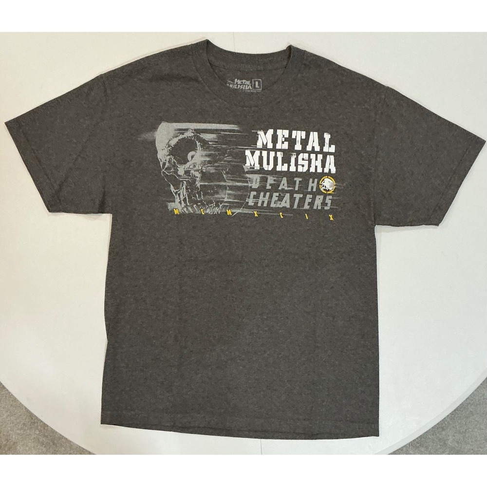 Metal Mulisha Death Cheaters Skull Moto Skater T-Shirt Mens L Charcoal Gray